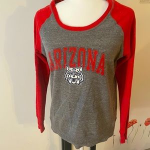 Long sleeve university of Arizona scoop neck two toned shirt